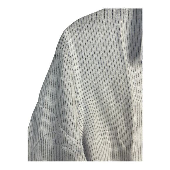 UNTUCKit Women's Button Up Long Sleeve Pin Stripe Shirt Linen Tencel Blend 8 NWT - Picture 4 of 9